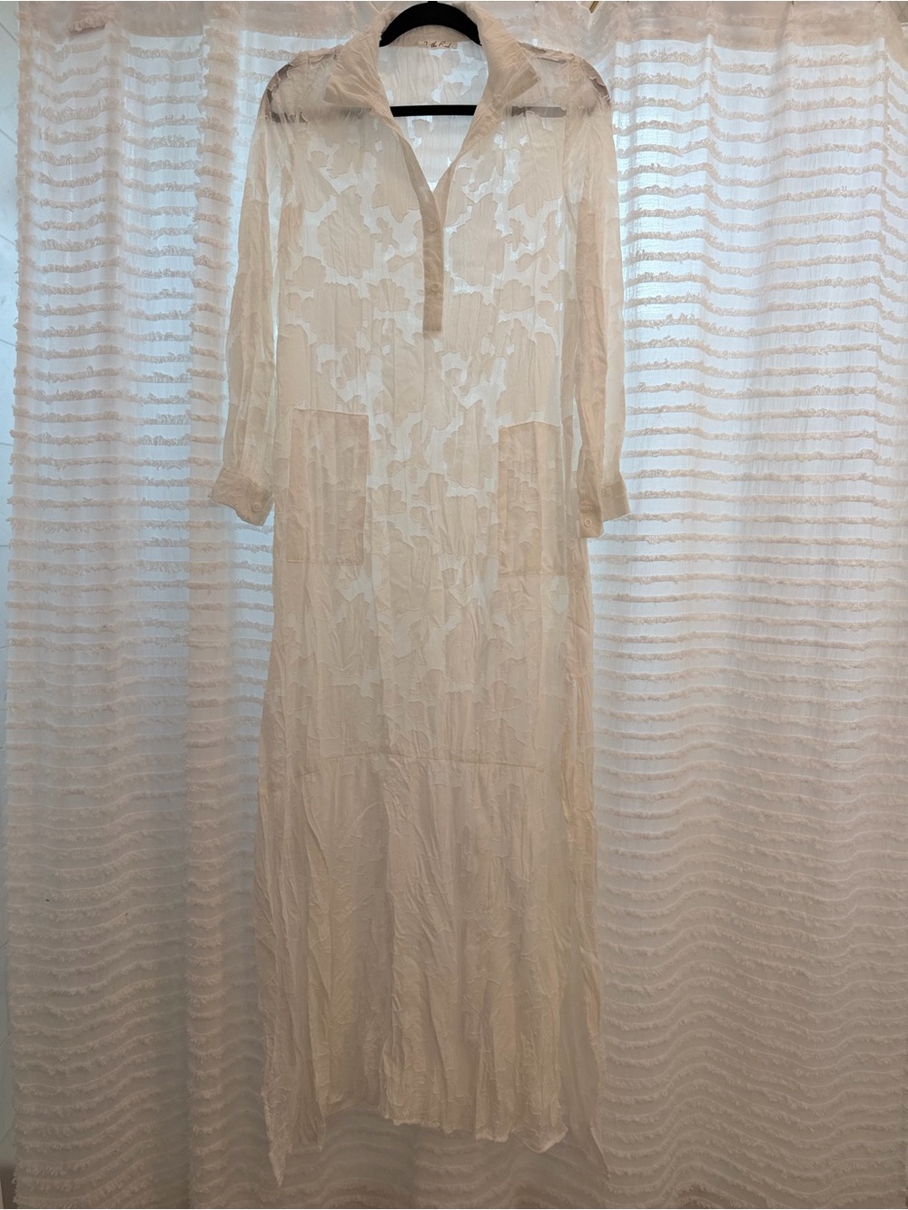 On The Road White Sheer Button-Front Dress